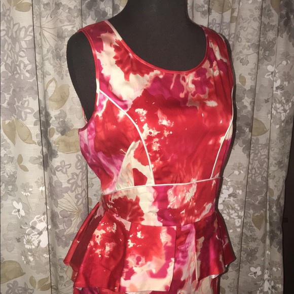 STUNNING R&J Couture Watercolor Peplum Dress L - Picture 4 of 8